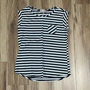 Philosophy Navy Blue and White Striped Tank Top